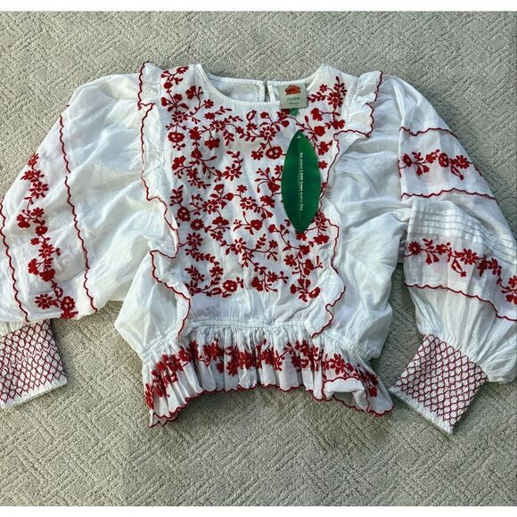 NWT Farm Rio Long Sleeve Embroidered Blouse - Picture 4 of 10